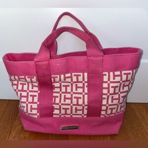 Tommy Hilfiger Pink Logo Canvas Shopper Tote 14”x9”